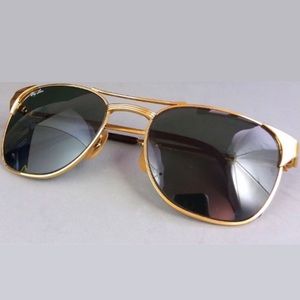 Ray Ban- retro style glasses - gold frames, dark green tint, vintage style